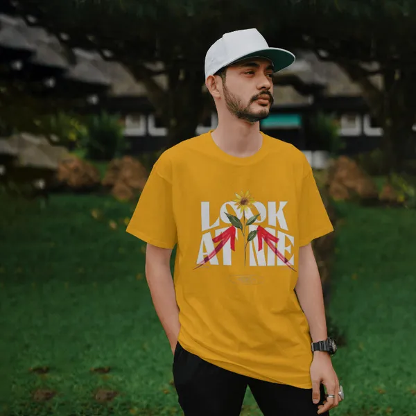 Orange_Cotton_Look_At_Me_T-Shirts_For_Men_&_Women