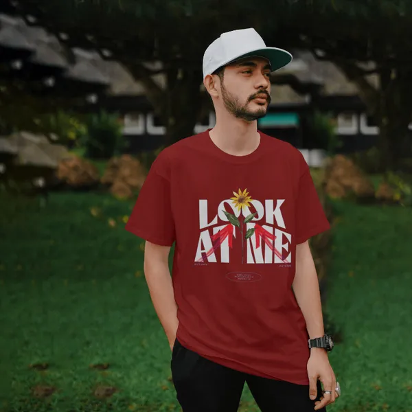 Maroon_Cotton_Look_At_Me_T-Shirts_For_Men_&_Women