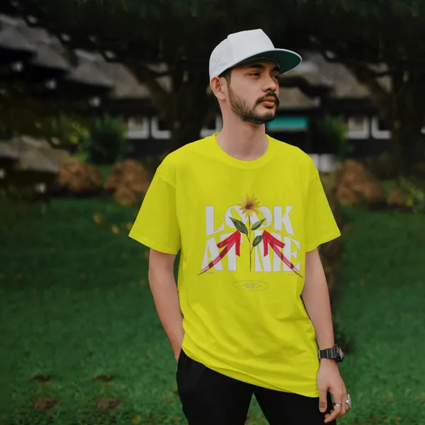 Yellow_Cotton_Look_At_Me_T-Shirts_For_Men_&_Women