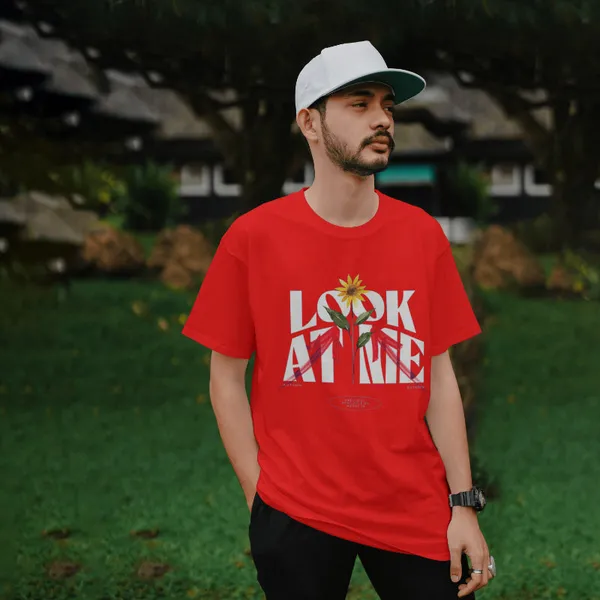 Red_Cotton_Look_At_Me_T-Shirts_For_Men_&_Women