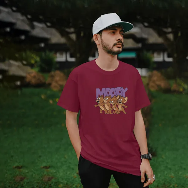 Burgundy_Stylish_Cotton_T-Shirt_For_Men_&_Women