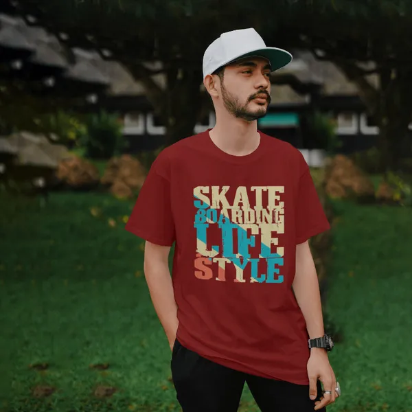 Burgundy_Stylish_Cotton_T-Shirt_For_Men_&_Women
