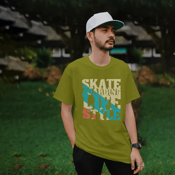 Olive_Green_Stylish_Cotton_T-Shirt_For_Men_&_Women