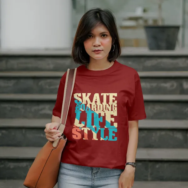 Burgundy_Stylish_Cotton_T-Shirt_For_Men_&_Women