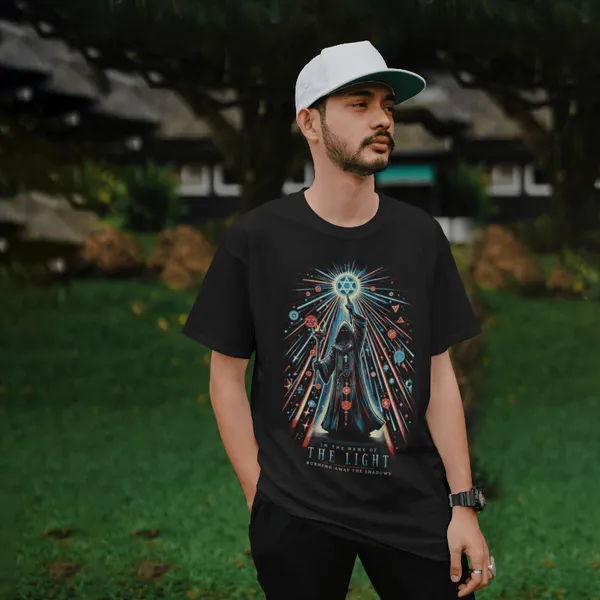Black_Cotton_The_Light_T-Shirts_For_Men_&_Women