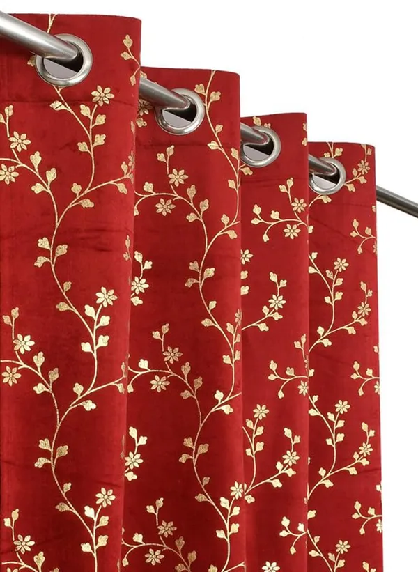 Galaxy_Drape_Foil_Govinda_Printed_Velvet_Fabric_Curtains,_Pack_of_2,_Maroon