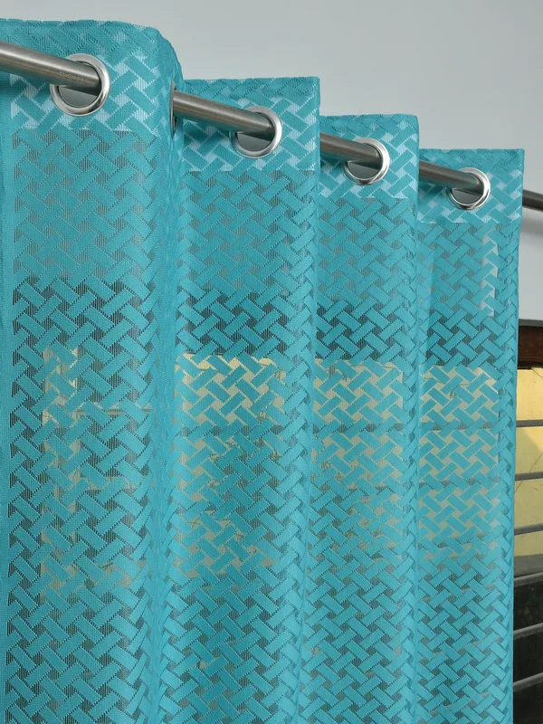 Galaxy_Home_Decor_Transparent_Cross_Net_Design_Sheer_Curtains,Pack_of_2,_Aqua