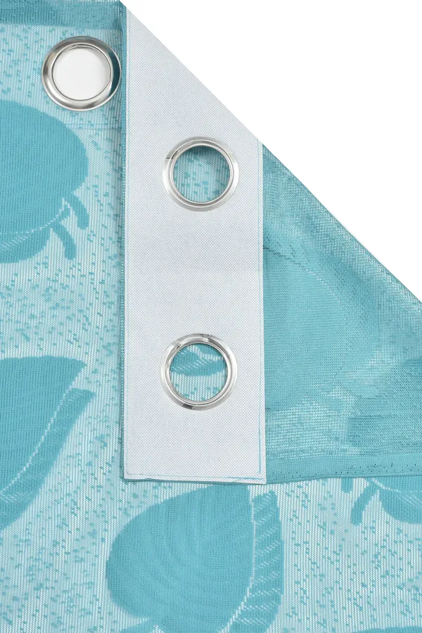 Galaxy_Home_Decor_Transparent_Leaf_Net_Design_Sheer_Curtains,Pack_of_2,Aqua