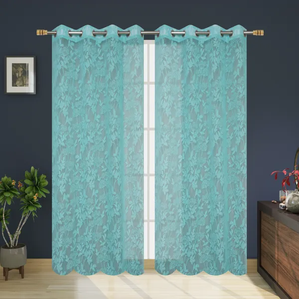 Galaxy_Home_Decor_Transparent_Flower_Net_Design_Sheer_Curtains,_Pack_of_2,Aqua