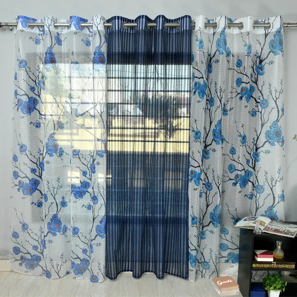 Galaxy_Home_Decor_Transparent_Net_Curtains,Pack_of_3,Blue