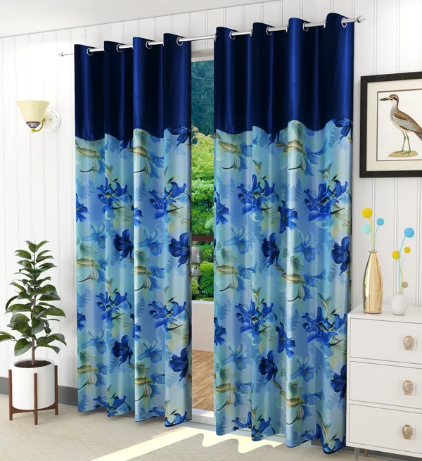 Galaxy_Home_Decor_Floral_Printed_Curtains,Pack_of_2,Blue