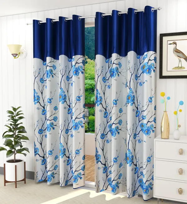 Galaxy_Home_Decor_Floral_Printed_Curtains,Pack_of_2,Blue
