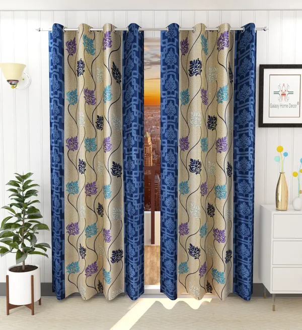 Galaxy_Home_Decor_Floral_Printed_Curtains,Pack_of_2,Blue