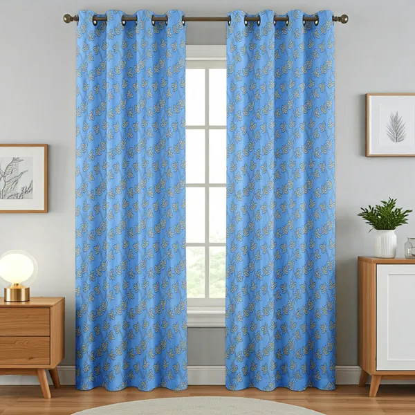 Galaxy_Home_Decor_Floral_Printed_Curtains,Pack_of_2,Blue