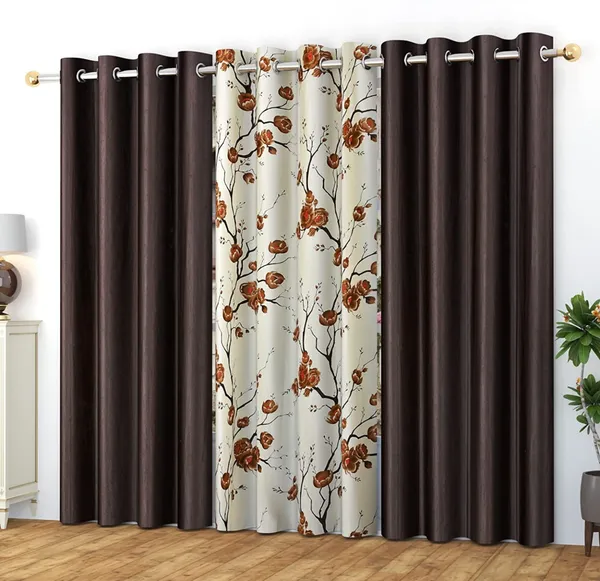 Galaxy_Home_Decor_Printed_Curtains,Pack_of_3,Brown