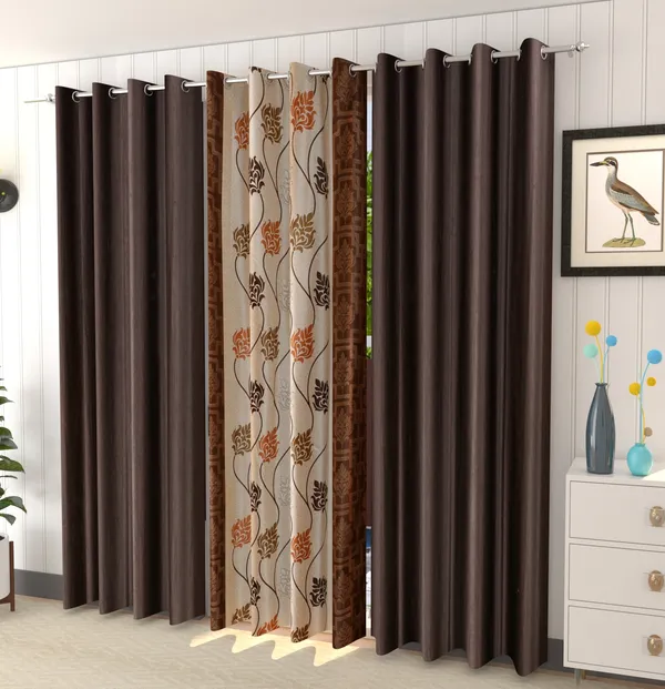Galaxy_Home_Decor_Printed_Curtains,Pack_of_3,Brown
