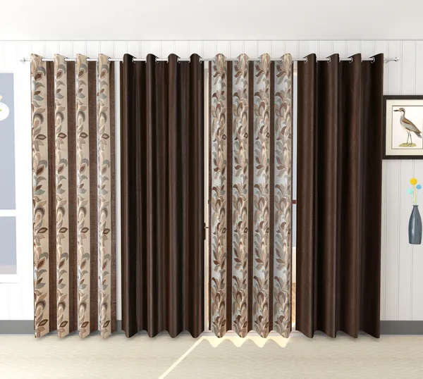Galaxy_Home_Decor_Printed_Curtains,Pack_of_4,Brown