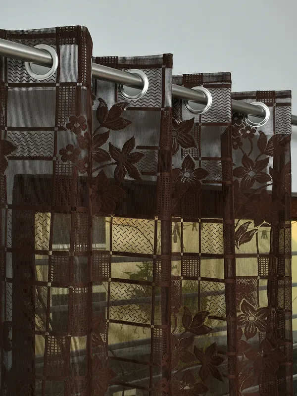 Galaxy_Home_Decor_Transparent_Flower_Net_Design_Sheer_Curtains,_Pack_of_2,_DarkBrown