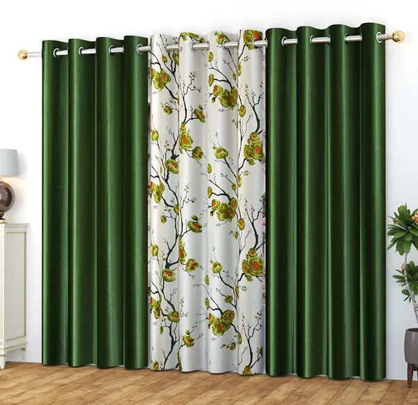 Galaxy_Home_Decor_Printed_Curtains,Pack_of_3,DarkGreen