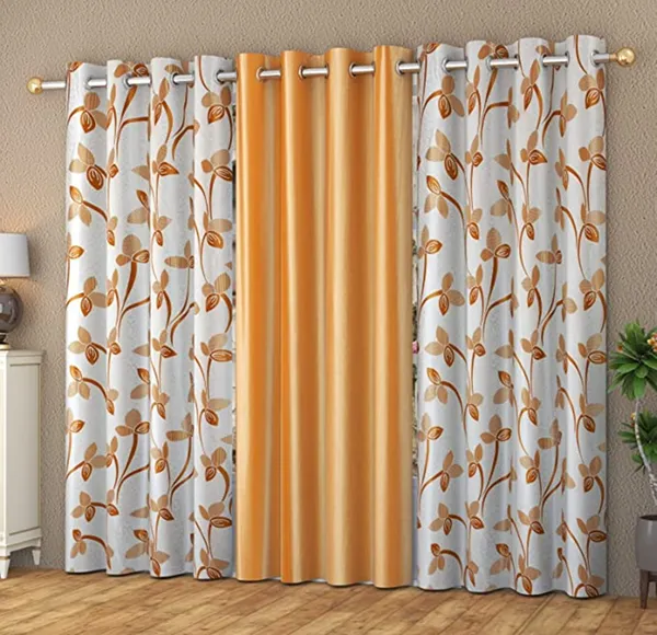 Galaxy_Home_Decor_Printed_Curtains,Pack_of_3,Gold