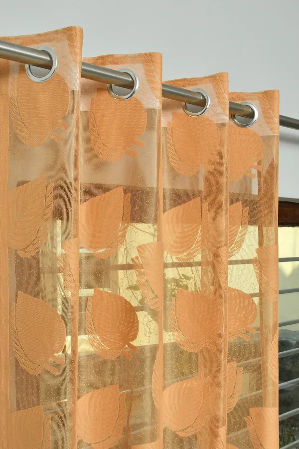 Galaxy_Home_Decor_Transparent_Leaf_Net_Design_Sheer_Curtains,Pack_of_2,Gold