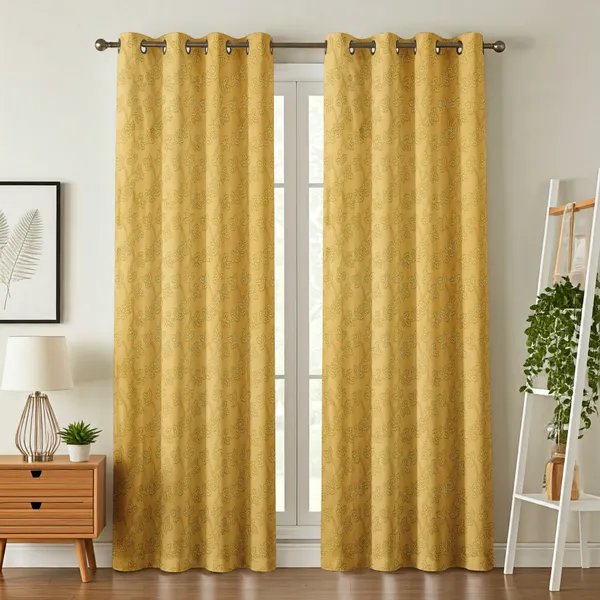 Galaxy_Home_Decor_Floral_Printed_Curtains,Pack_of_2,Gold