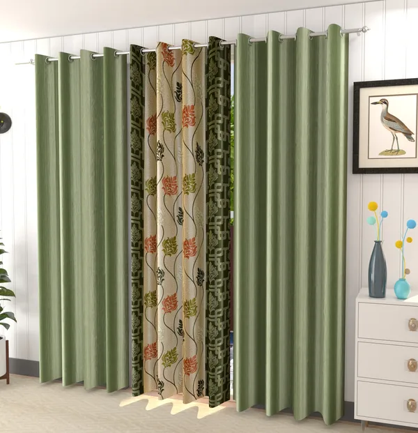 Galaxy_Home_Decor_Printed_Curtains,Pack_of_3,Green