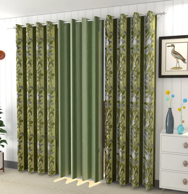 Galaxy_Home_Decor_Printed_Curtains,Pack_of_3,Green