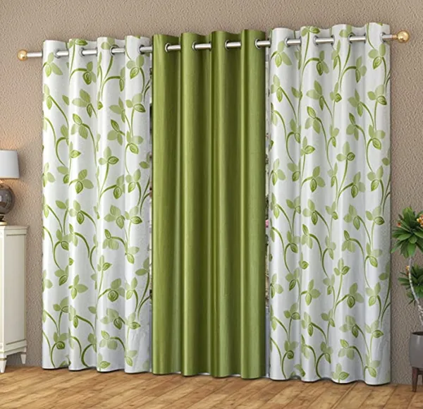 Galaxy_Home_Decor_Printed_Curtains,Pack_of_3,Green