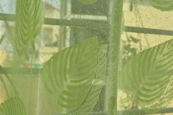 Galaxy_Home_Decor_Transparent_Leaf_Net_Design_Sheer_Curtains,Pack_of_2,Green