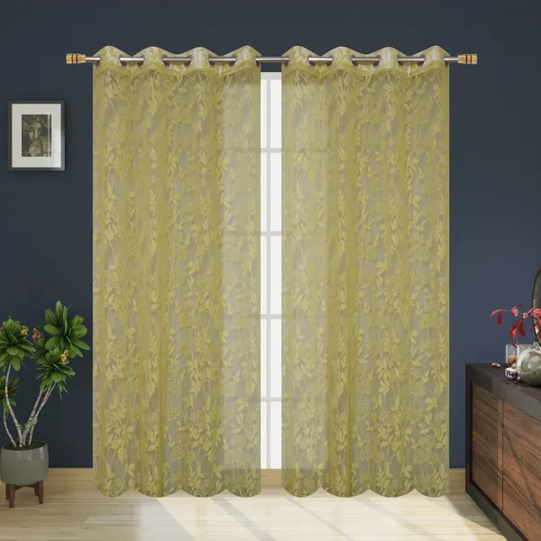 Galaxy_Home_Decor_Transparent_Flower_Net_Design_Sheer_Curtains,_Pack_of_2,Green