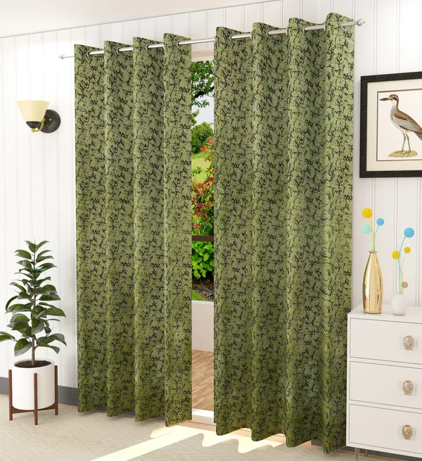 Galaxy_Home_Decor_Printed_Curtains,Pack_of_2,Green