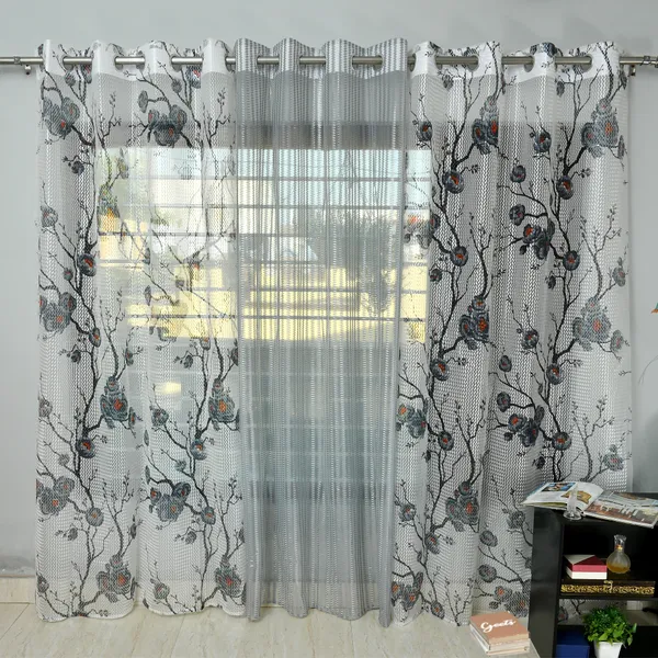 Galaxy_Home_Decor_Transparent_Net_Curtains,Pack_of_3,Grey