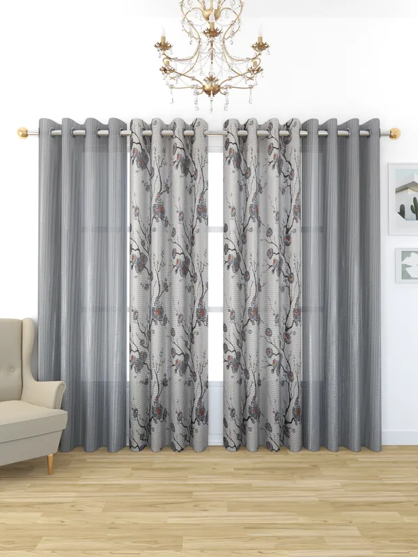 Galaxy_Home_Decor_Transparent_Net_Curtains,Pack_of_4,Grey