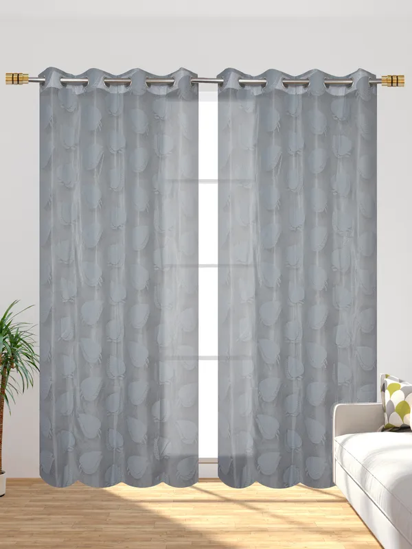Galaxy_Home_Decor_Transparent_Leaf_Net_Design_Sheer_Curtains,Pack_of_2,Grey