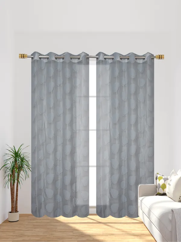 Galaxy_Home_Decor_Transparent_Leaf_Net_Design_Sheer_Curtains,Pack_of_2,Grey