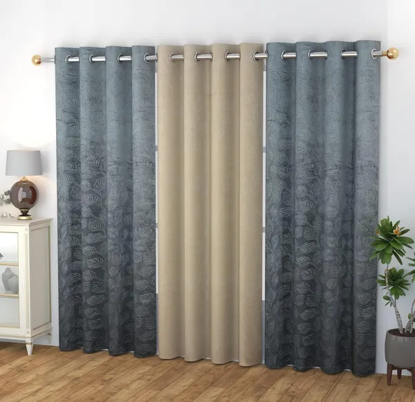 Galaxy_Home_Decor_Velvet_Curtains,_Pack_of_3,Grey&Cream