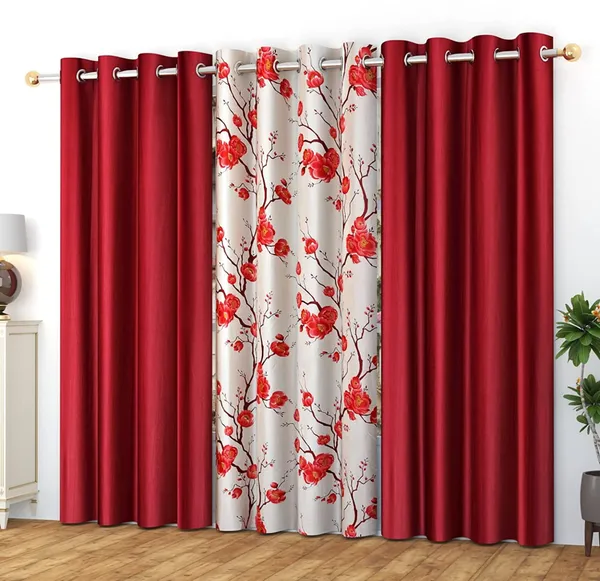 Galaxy_Home_Decor_Printed_Curtains,Pack_of_3,Maroon