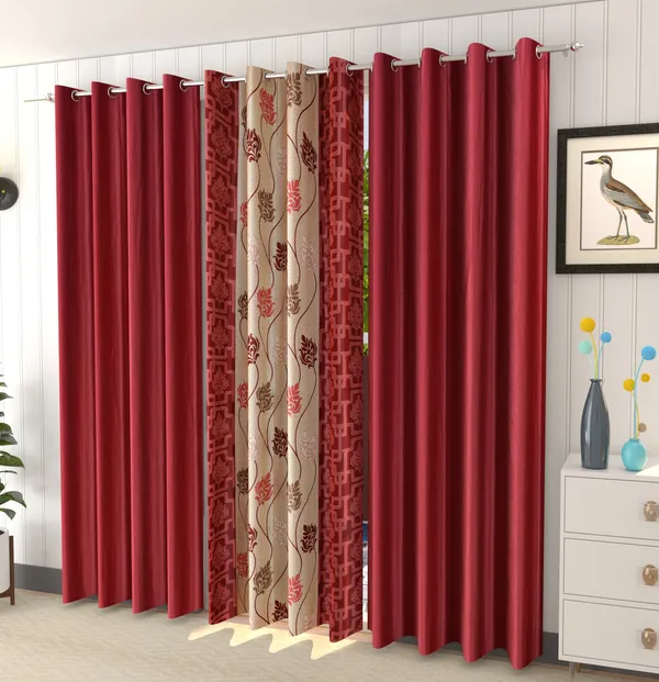 Galaxy_Home_Decor_Printed_Curtains,Pack_of_3,Maroon