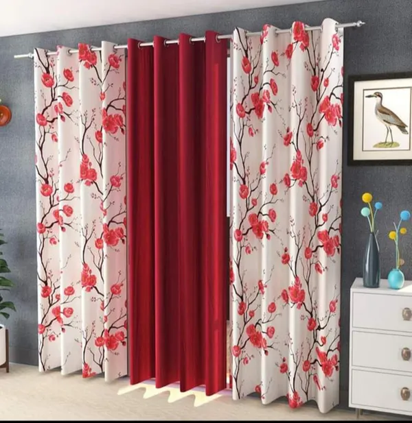 Galaxy_Home_Decor_Printed_Curtains,Pack_of_3,Maroon