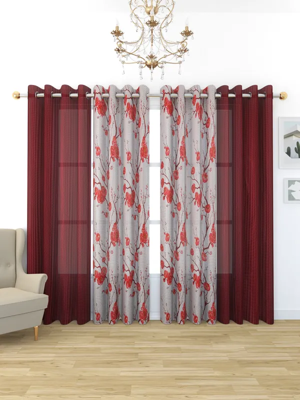 Galaxy_Home_Decor_Transparent_Net_Curtains,Pack_of_4,Maroon