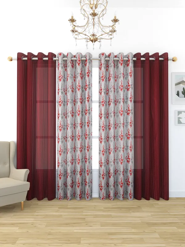 Galaxy_Home_Decor_Transparent_Net_Curtains,Pack_of_4,Maroon