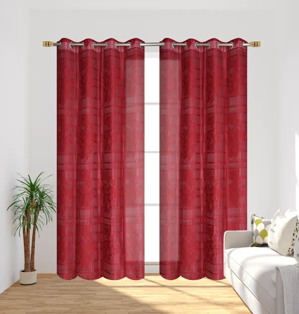 Galaxy_Home_Decor_Transparent_Flower_Net_Design_Sheer_Curtains,_Pack_of_2,_Maroon