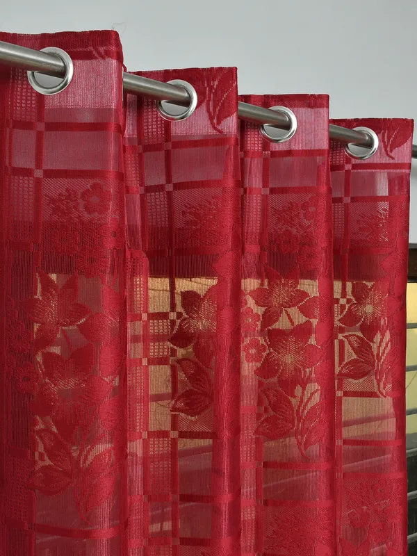 Galaxy_Home_Decor_Transparent_Flower_Net_Design_Sheer_Curtains,_Pack_of_2,_Maroon