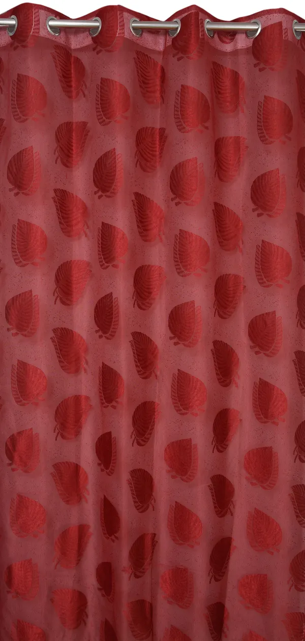 Galaxy_Home_Decor_Transparent_Leaf_Net_Design_Sheer_Curtains,Pack_of_2,Maroon