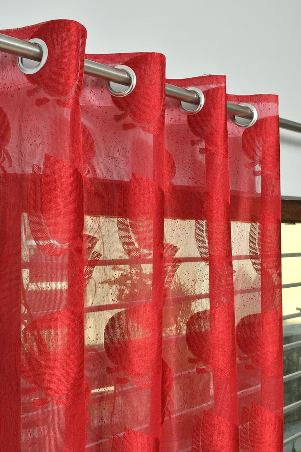 Galaxy_Home_Decor_Transparent_Leaf_Net_Design_Sheer_Curtains,Pack_of_2,Maroon