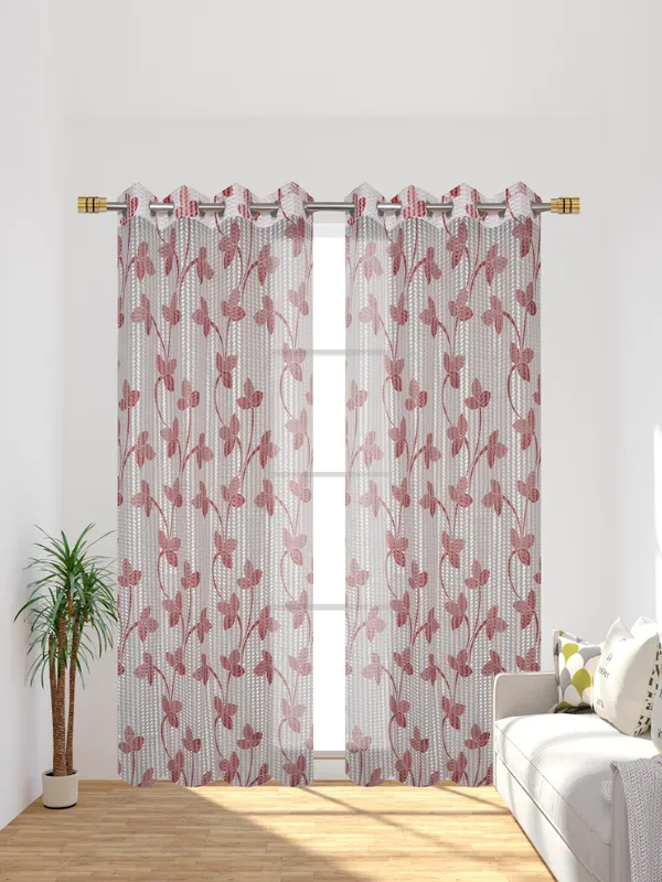 Galaxy_Home_Decor_Transparent_Net_Curtains,Pack_of_2,Maroon