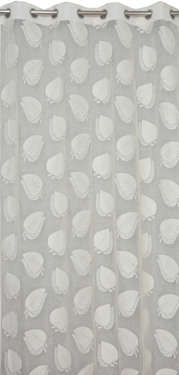 Galaxy_Home_Decor_Transparent_Leaf_Net_Design_Sheer_Curtains,Pack_of_2,Offwhite