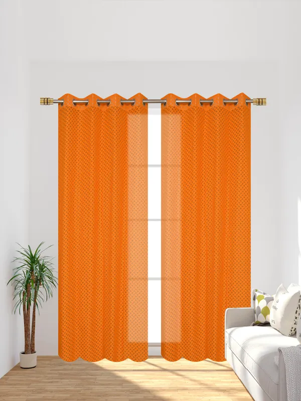 Galaxy_Home_Decor_Transparent_Cross_Net_Design_Sheer_Curtains,Pack_of_2,_Orange