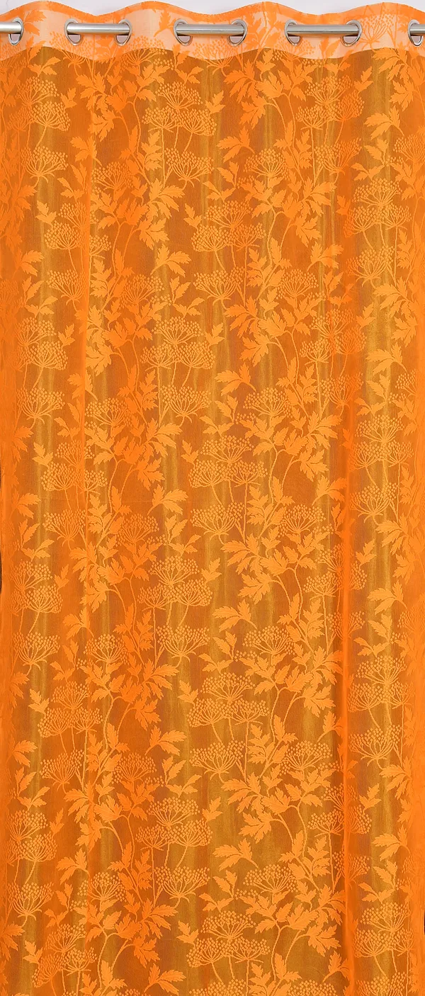 Galaxy_Home_Decor_Transparent_Flower_Net_Design_Sheer_Curtains,_Pack_of_2,Orange